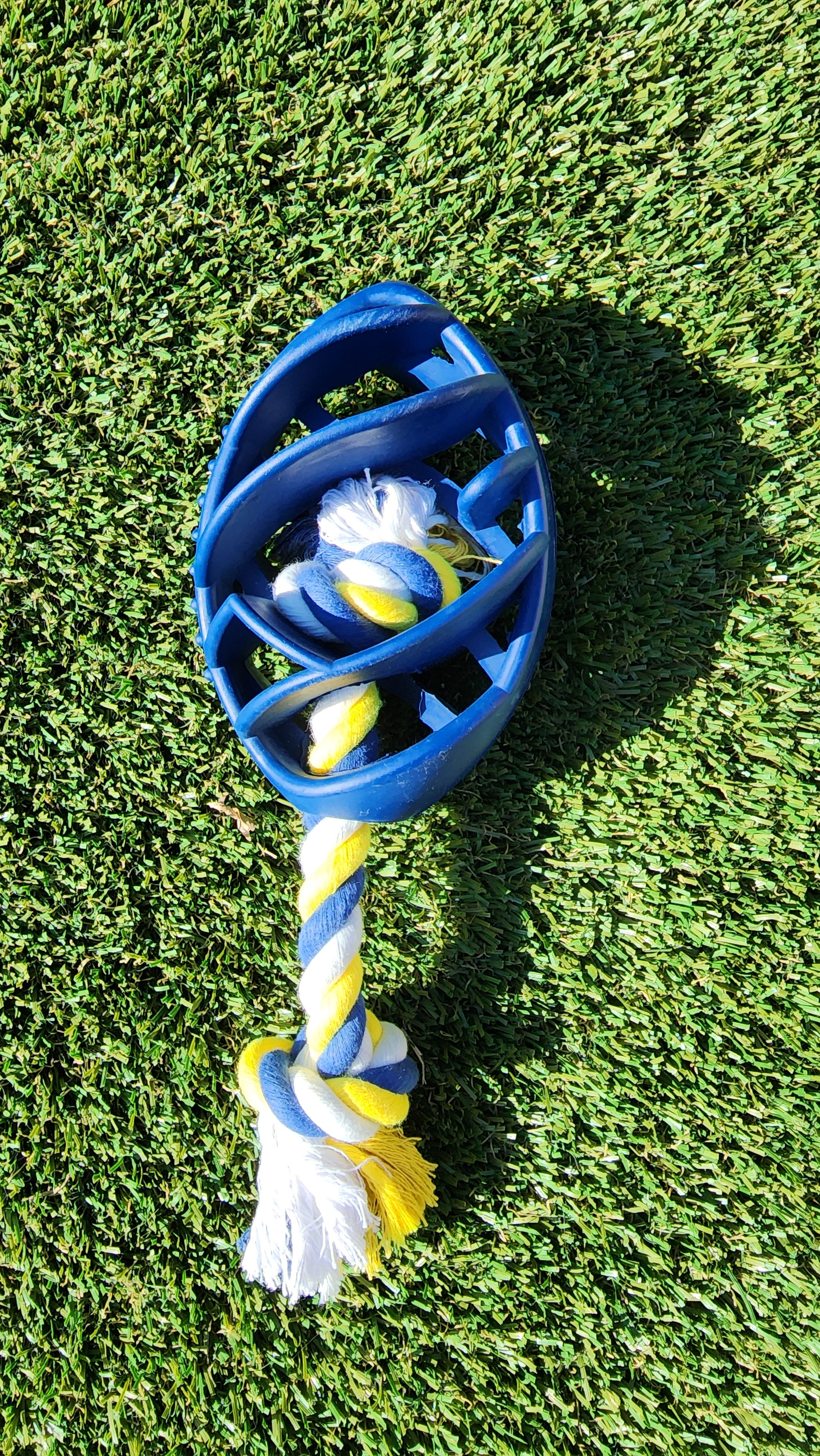 Rubber Football Dog Chew Toy with Tug Rope - Life's Fun Treasures