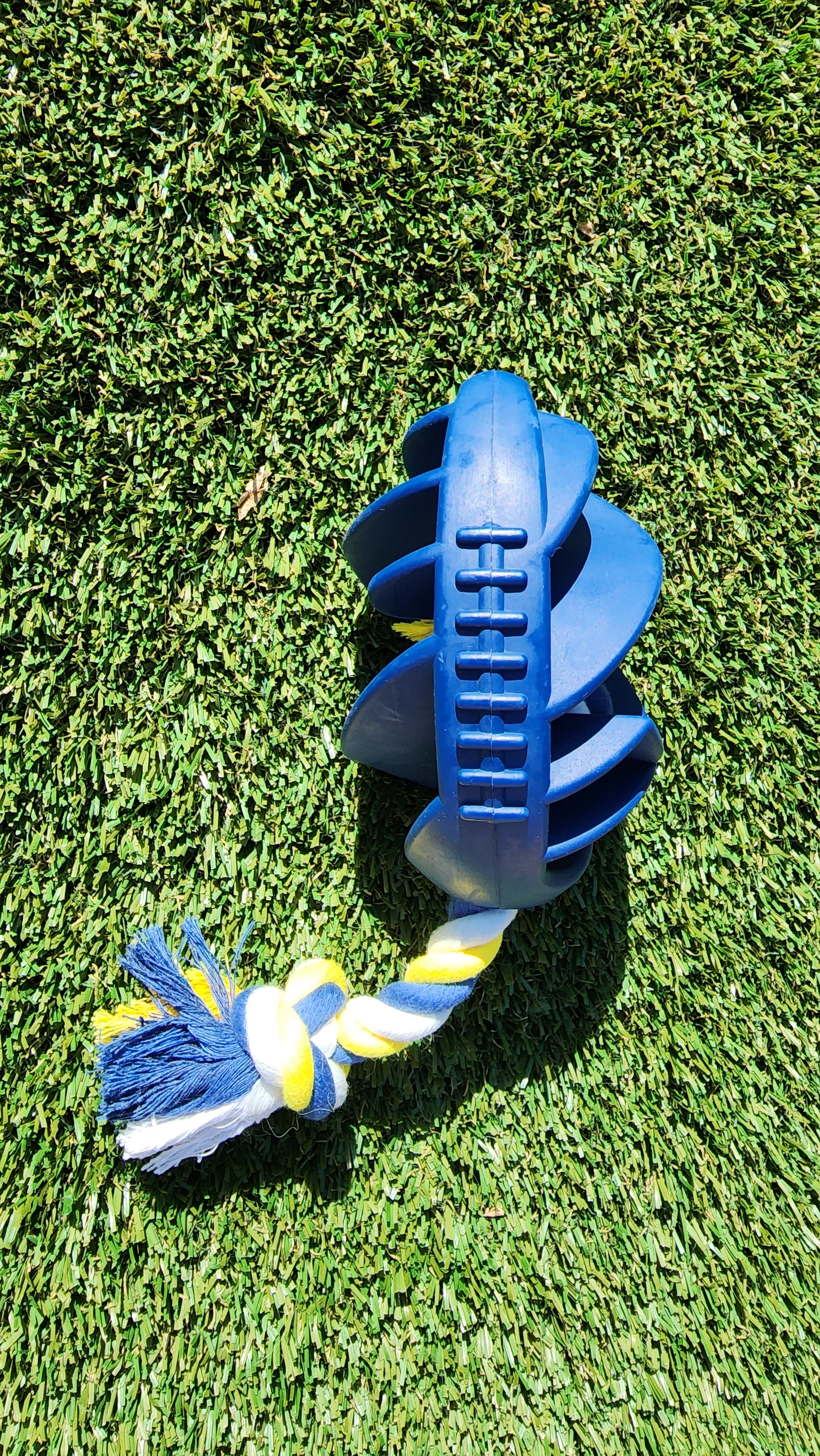 Rubber Football Dog Chew Toy with Tug Rope - Life's Fun Treasures