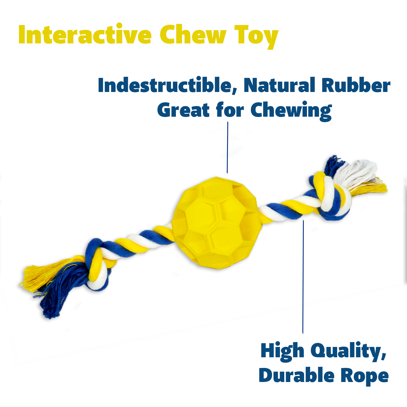 Rubber Soccer Ball Chew Toy with Tug Rope  -- Great for Active Dogs - Life's Fun Treasures