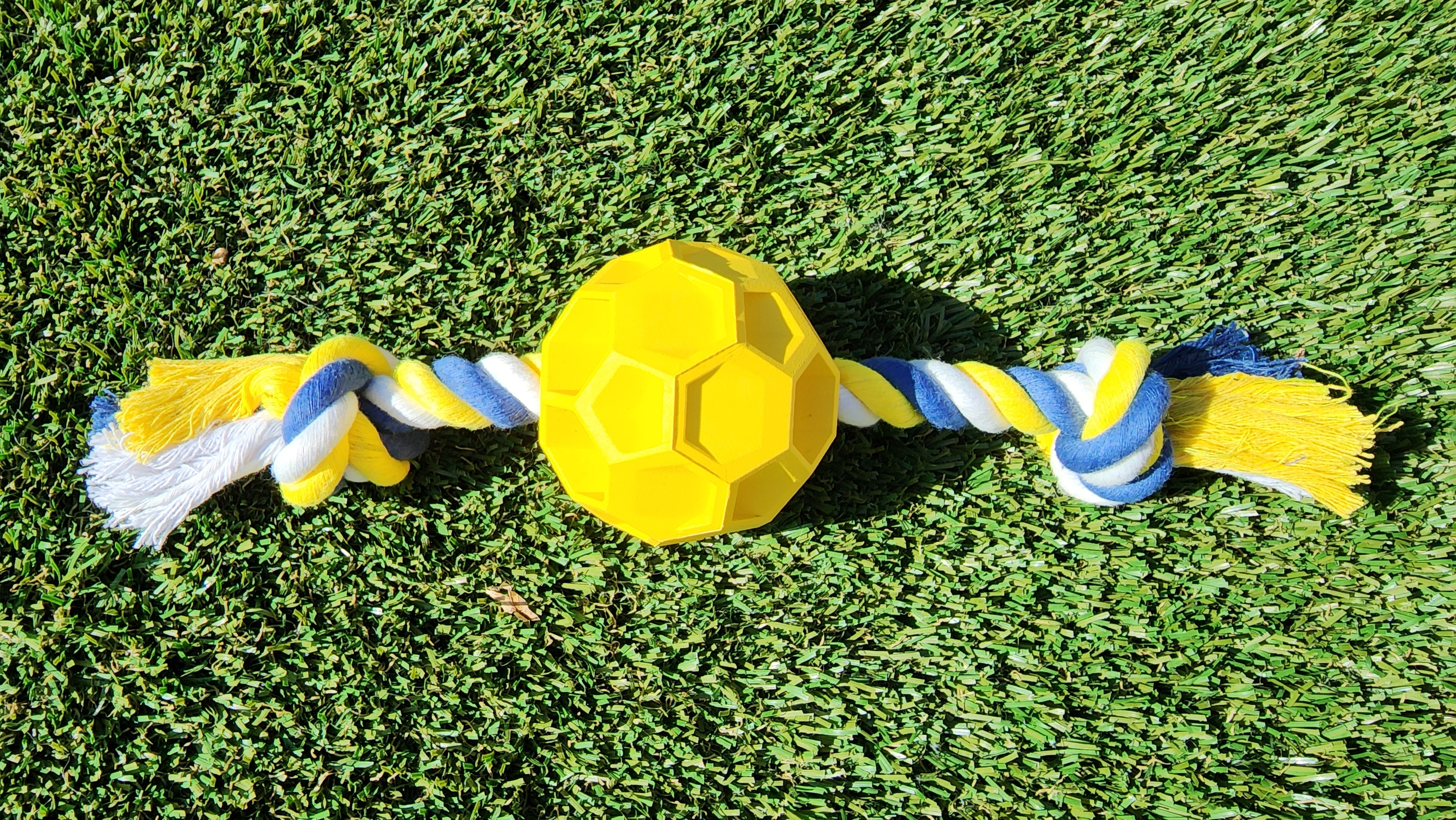 Rubber Soccer Ball Chew Toy with Tug Rope  -- Great for Active Dogs - Life's Fun Treasures