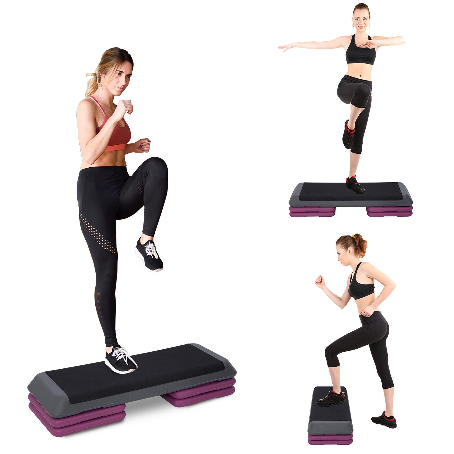 Soozier 43" Aerobic Steeper Adjust 4" 6" 8" Cardio Workout Exercise - Life's Fun Treasures