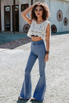 Women's Blue High Waist Bell Bottom Jeans - Life's Fun Treasures