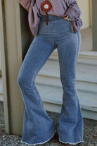Women's Blue High Waist Bell Bottom Jeans - Life's Fun Treasures