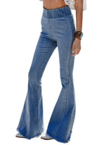 Women's Blue High Waist Bell Bottom Jeans - Life's Fun Treasures