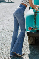 Women's Blue High Waist Bell Bottom Jeans - Life's Fun Treasures