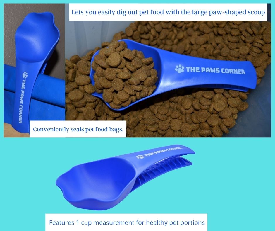 2in1 Paw-shaped Durable and Sturdy Pet Food Scoop/Clip (1 cup) - Life's Fun Treasures