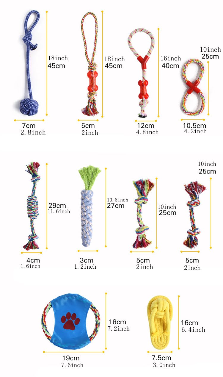 Fast Shipping 10 pcs Assorted Braided Cotton Rope dog Chew toys - Life's Fun Treasures