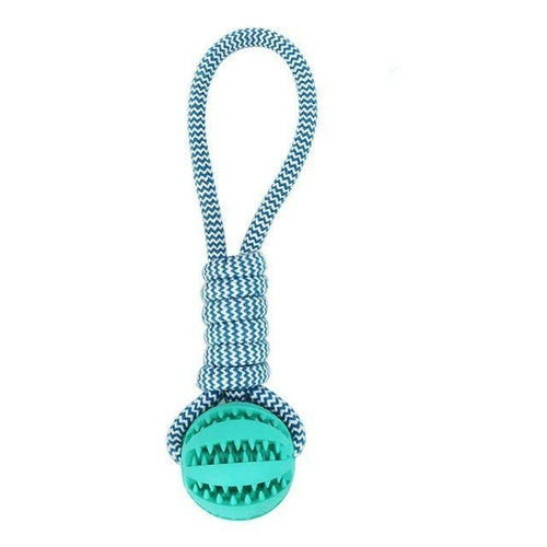 Durable Rubber Ball Chew Toy with Cotton Rope - Life's Fun Treasures