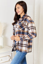 Double Take Plaid Button Front Shirt Jacket with Breast Pockets - Life's Fun Treasures