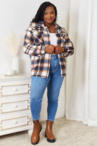 Double Take Plaid Button Front Shirt Jacket with Breast Pockets - Life's Fun Treasures