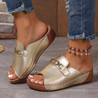 Open Toe Sandals with Metal Chain Decor.