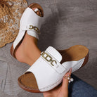 Open Toe Sandals with Metal Chain Decor.