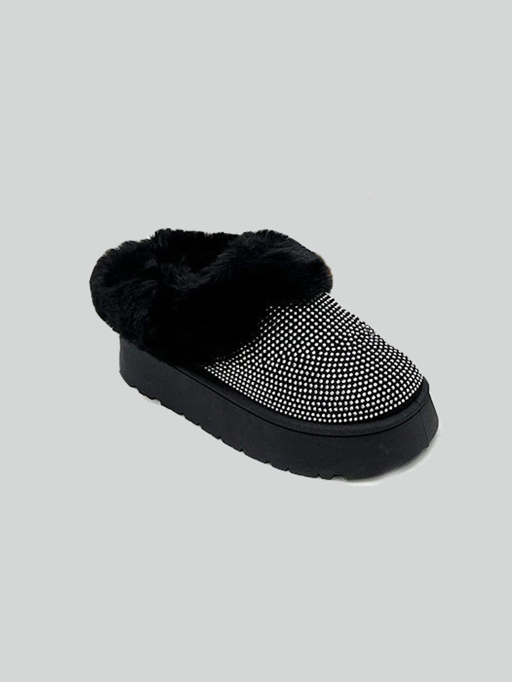 WILD DIVA Embellished Faux Fur Platform Booties - Life's Fun Treasures