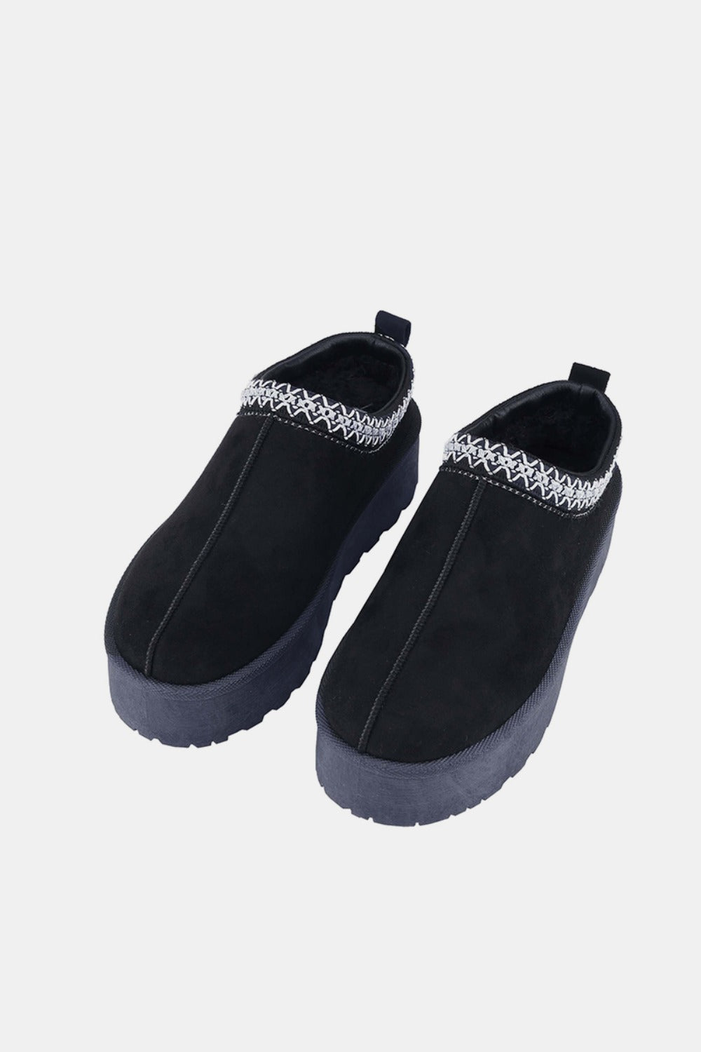Weeboo Platform Embroidered Trim Slip-On Boots - Life's Fun Treasures
