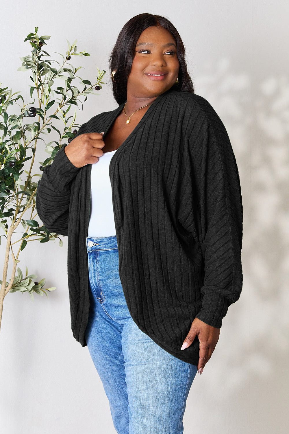 Basic Bae Full Size Ribbed Cocoon Cardigan - Life's Fun Treasures