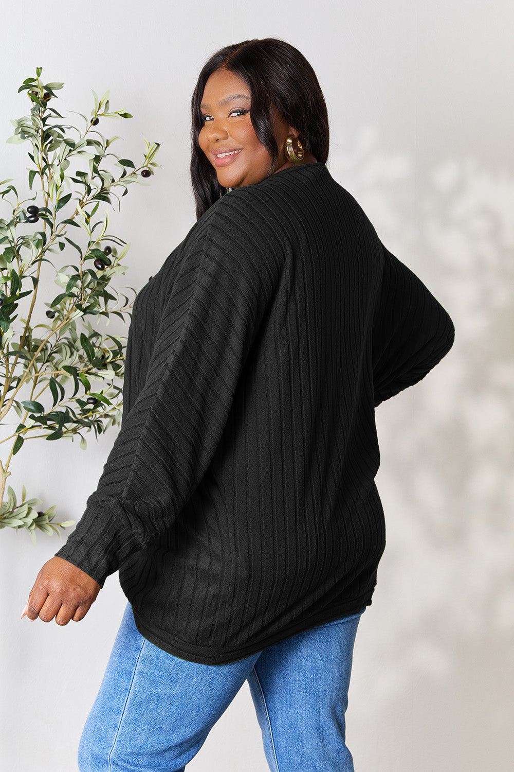 Basic Bae Full Size Ribbed Cocoon Cardigan - Life's Fun Treasures