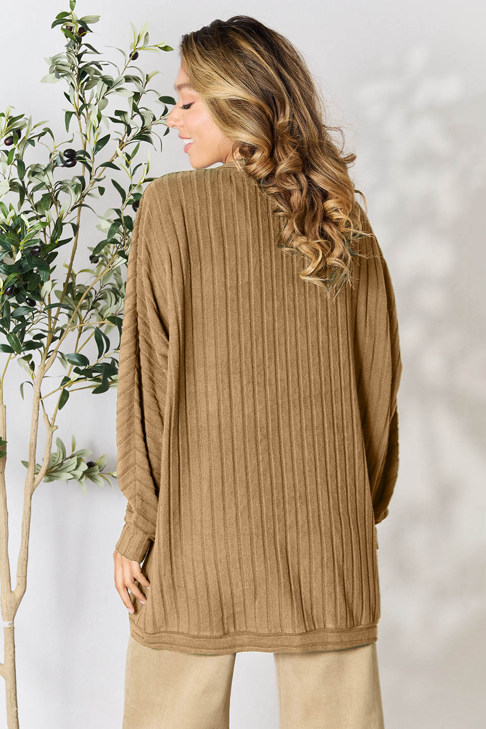 Basic Bae Full Size Ribbed Cocoon Cardigan - Life's Fun Treasures