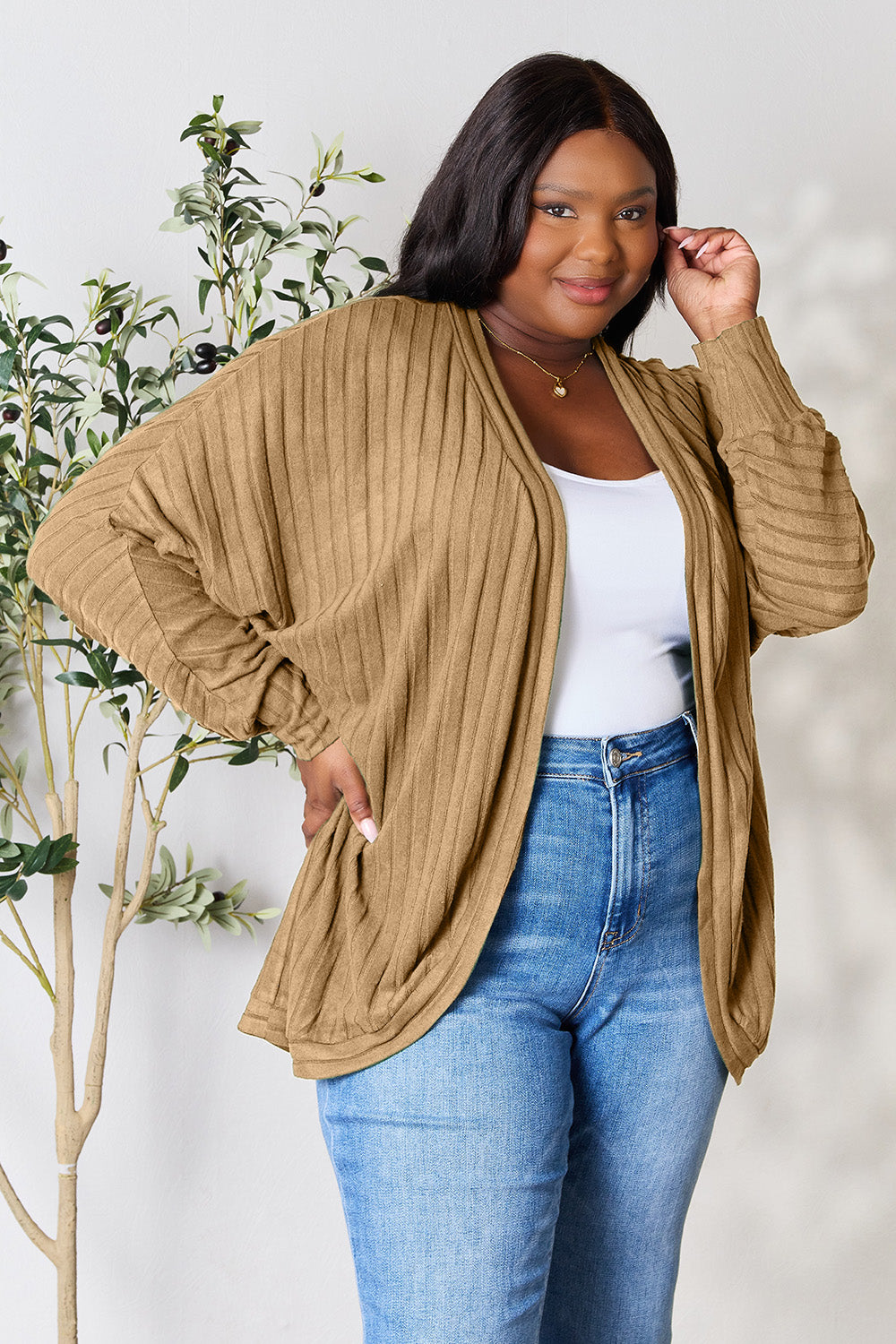 Basic Bae Full Size Ribbed Cocoon Cardigan - Life's Fun Treasures