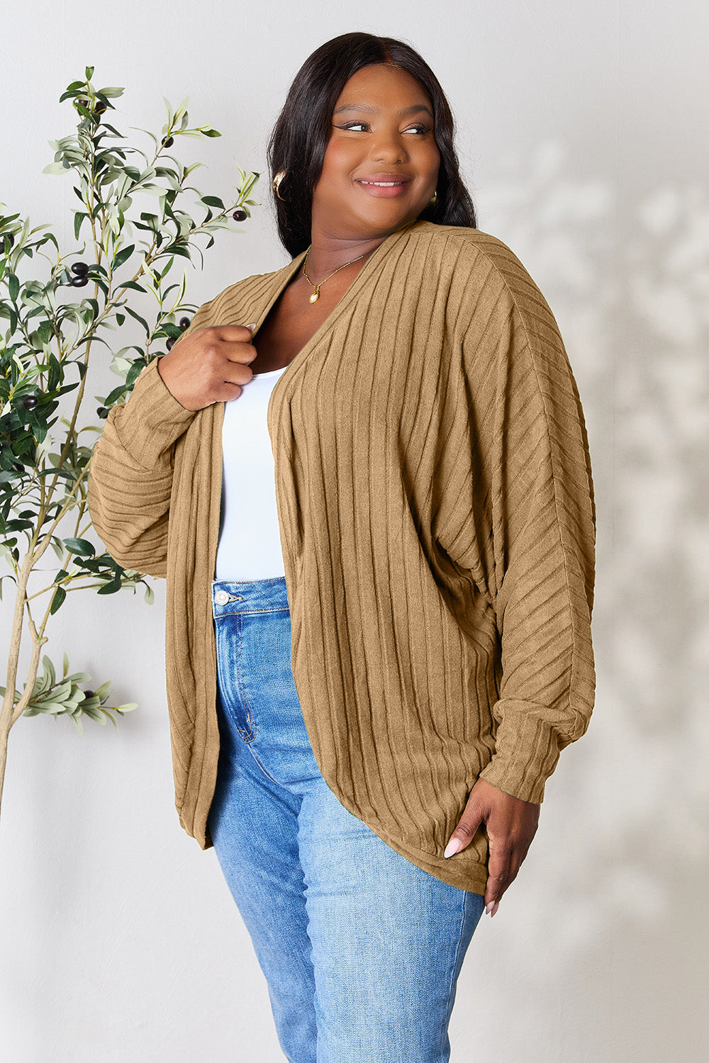 Basic Bae Full Size Ribbed Cocoon Cardigan - Life's Fun Treasures