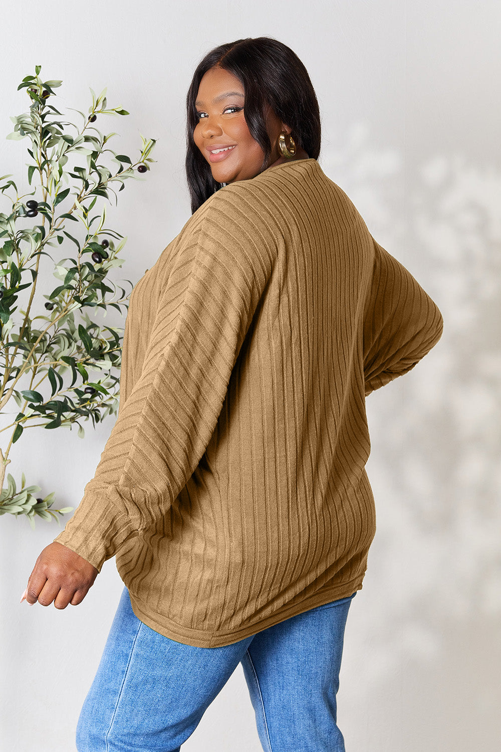 Basic Bae Full Size Ribbed Cocoon Cardigan - Life's Fun Treasures