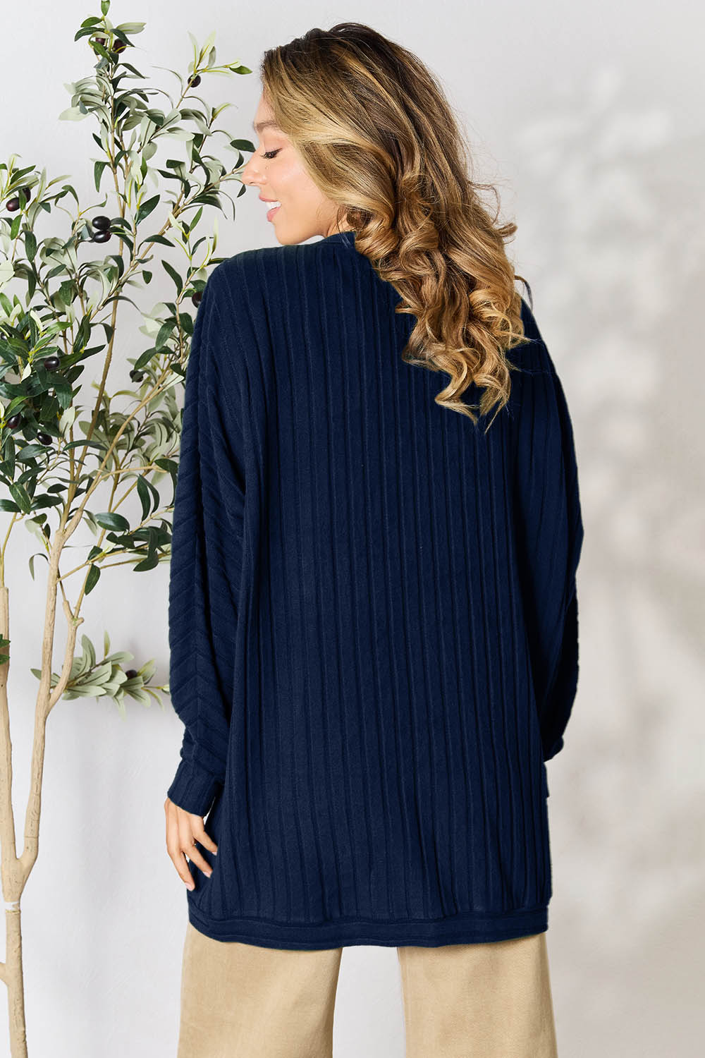 Basic Bae Full Size Ribbed Cocoon Cardigan - Life's Fun Treasures