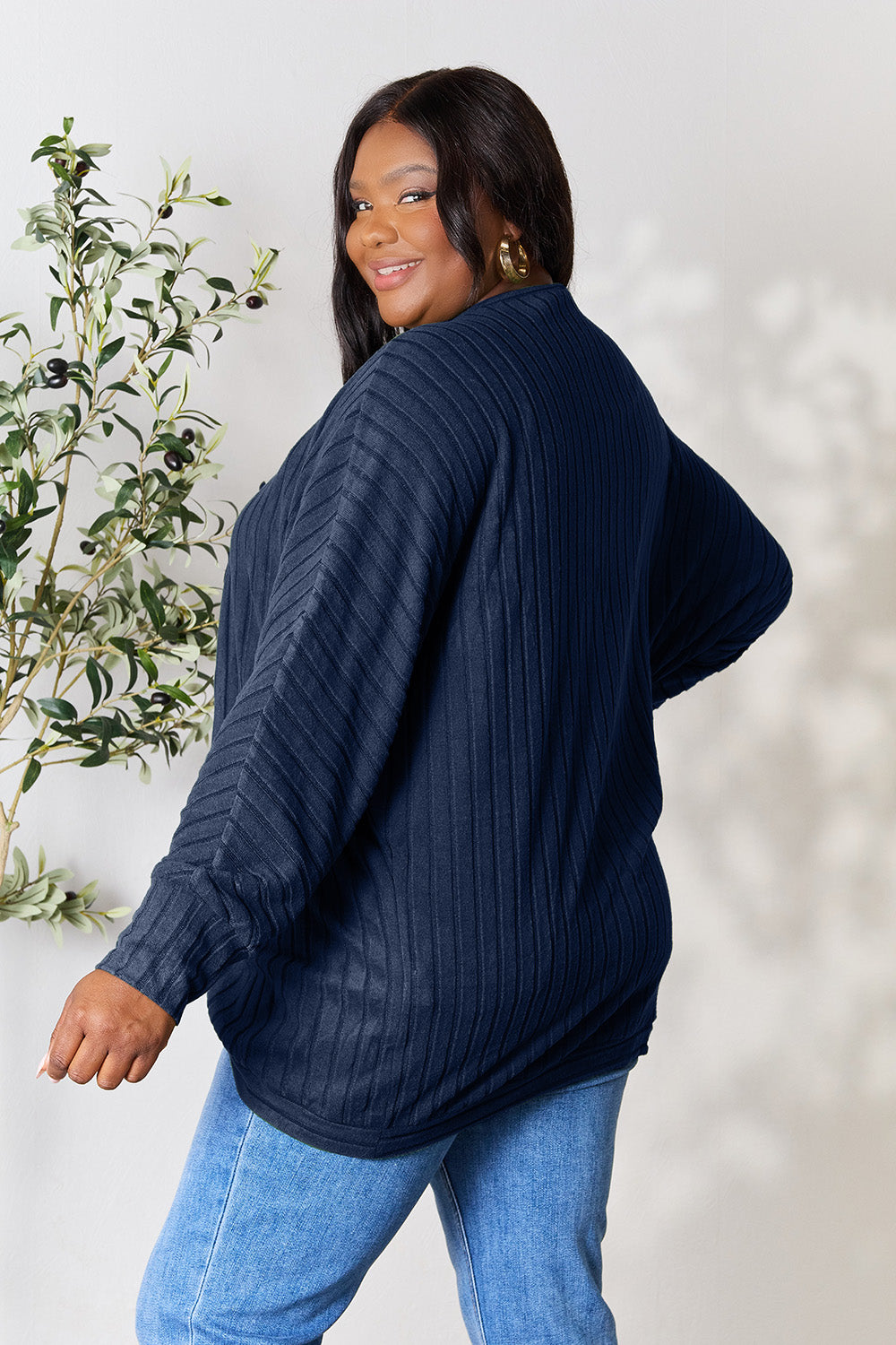 Basic Bae Full Size Ribbed Cocoon Cardigan - Life's Fun Treasures