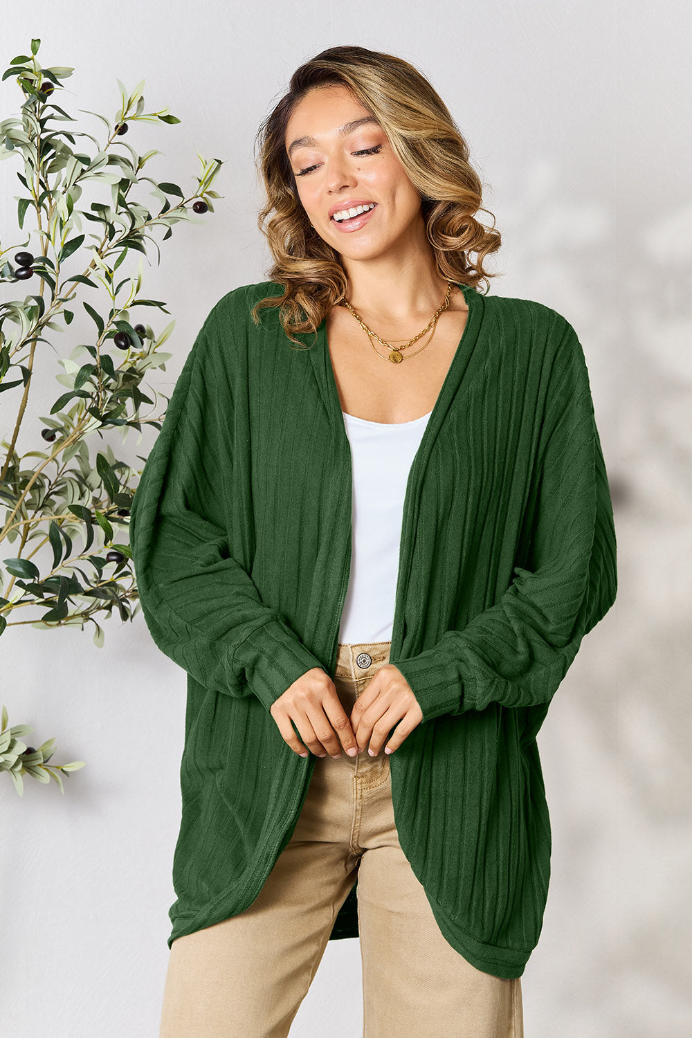 Basic Bae Full Size Ribbed Cocoon Cardigan - Life's Fun Treasures