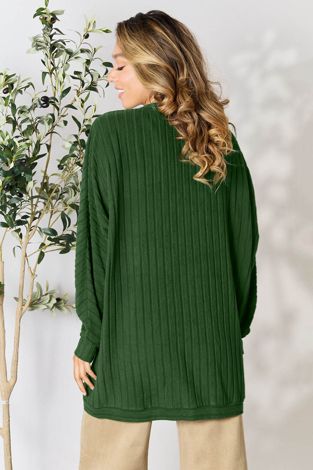 Basic Bae Full Size Ribbed Cocoon Cardigan - Life's Fun Treasures