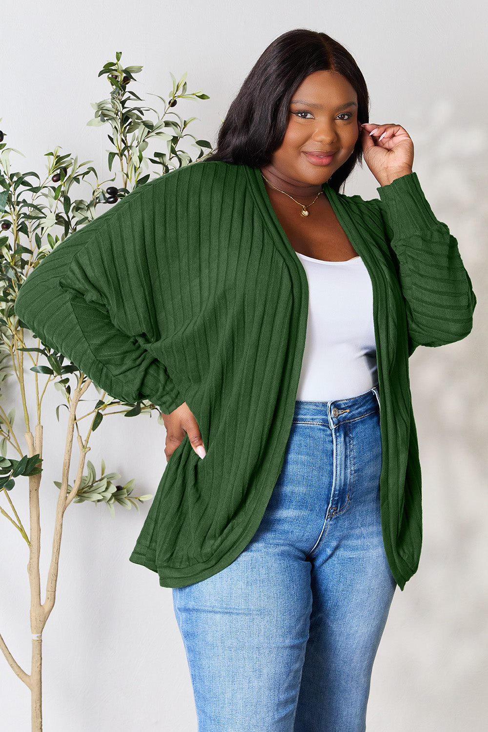 Basic Bae Full Size Ribbed Cocoon Cardigan - Life's Fun Treasures