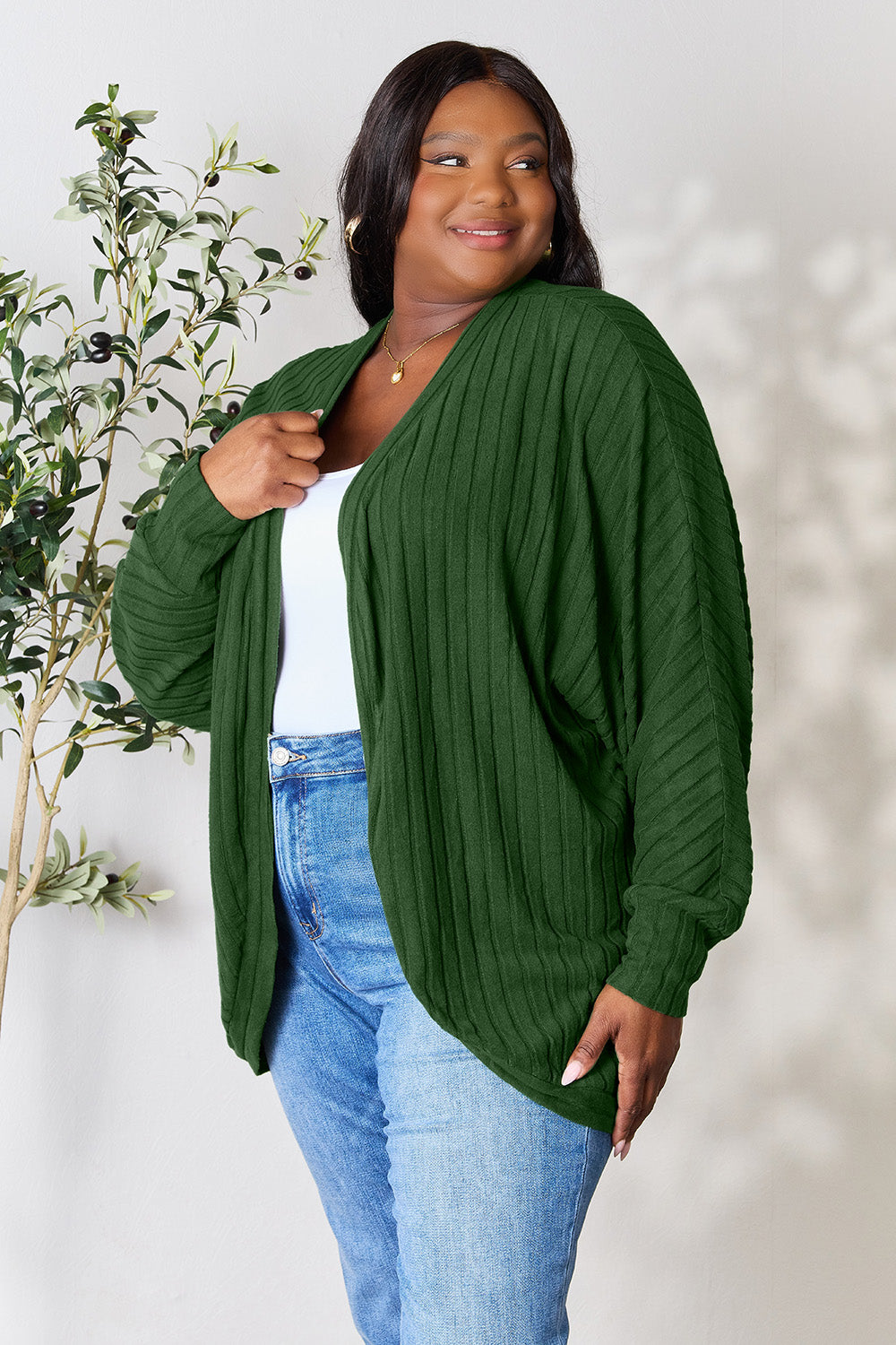 Basic Bae Full Size Ribbed Cocoon Cardigan - Life's Fun Treasures