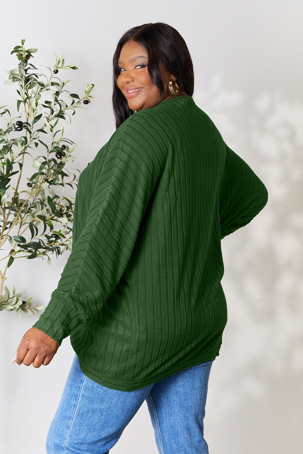 Basic Bae Full Size Ribbed Cocoon Cardigan - Life's Fun Treasures