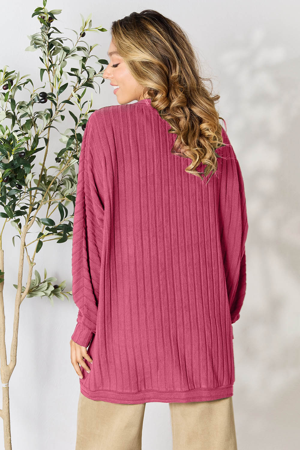 Basic Bae Full Size Ribbed Cocoon Cardigan - Life's Fun Treasures