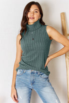 Basic Bae Full Size Ribbed Turtleneck Tank - Life's Fun Treasures