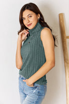 Basic Bae Full Size Ribbed Turtleneck Tank - Life's Fun Treasures