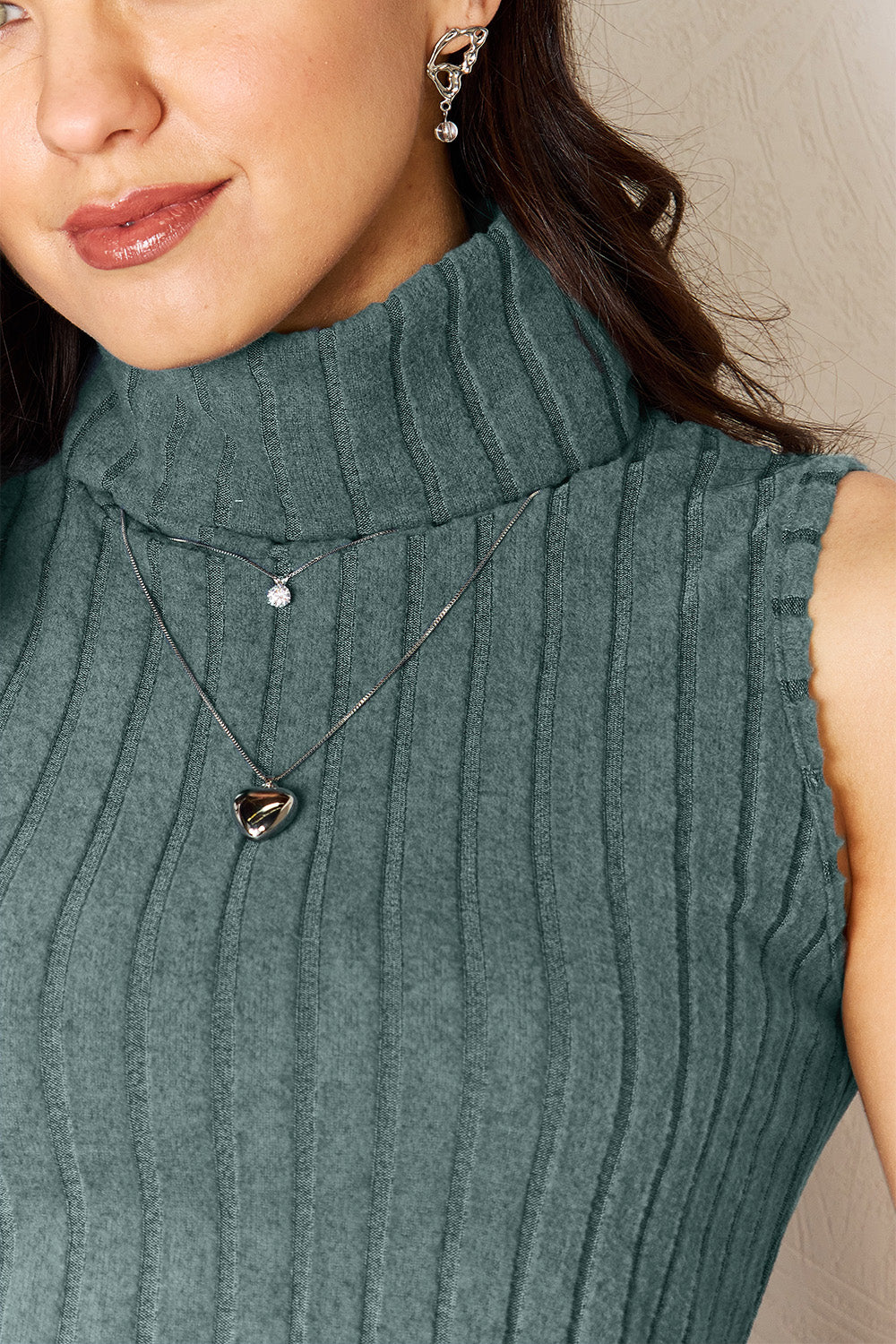 Basic Bae Full Size Ribbed Turtleneck Tank - Life's Fun Treasures