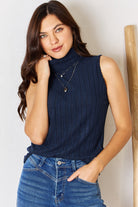 Basic Bae Full Size Ribbed Turtleneck Tank - Life's Fun Treasures