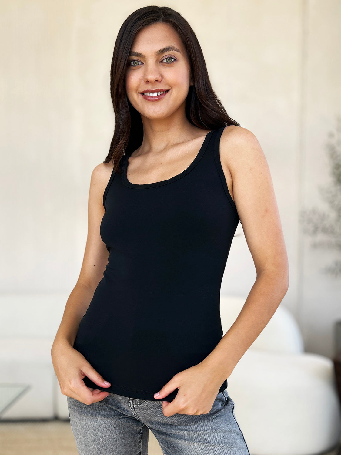 Basic Bae Full Size Square Neck Wide Strap Tank - Life's Fun Treasures