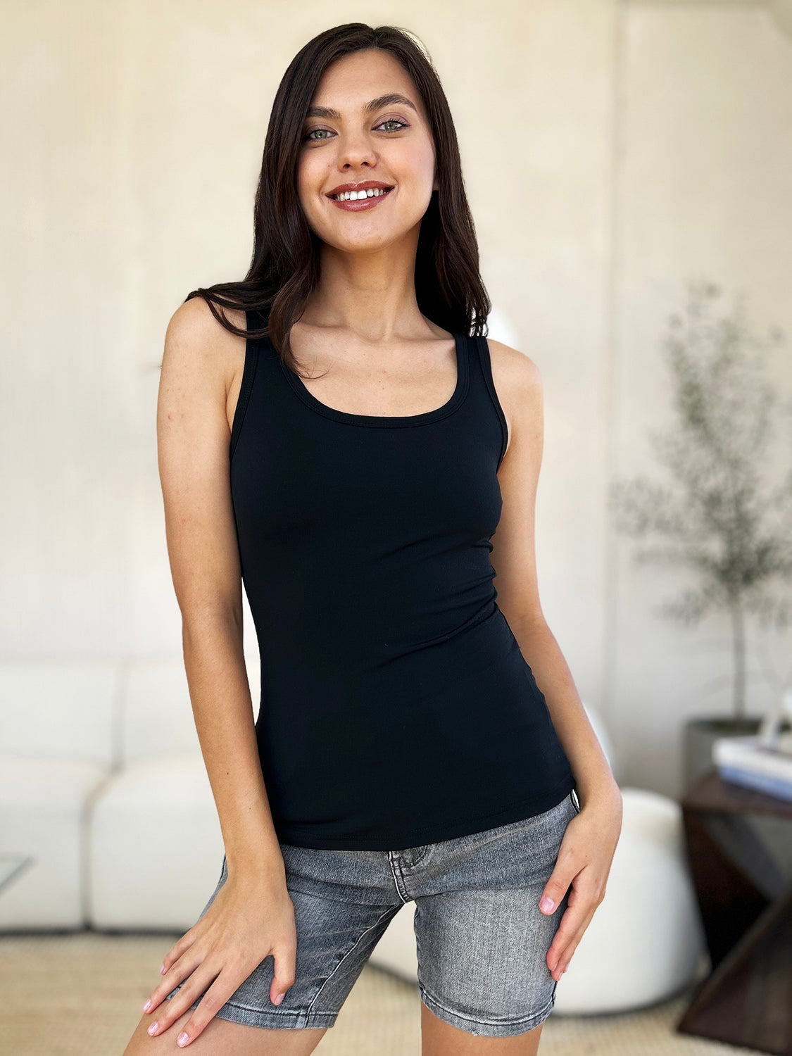 Basic Bae Full Size Square Neck Wide Strap Tank - Life's Fun Treasures