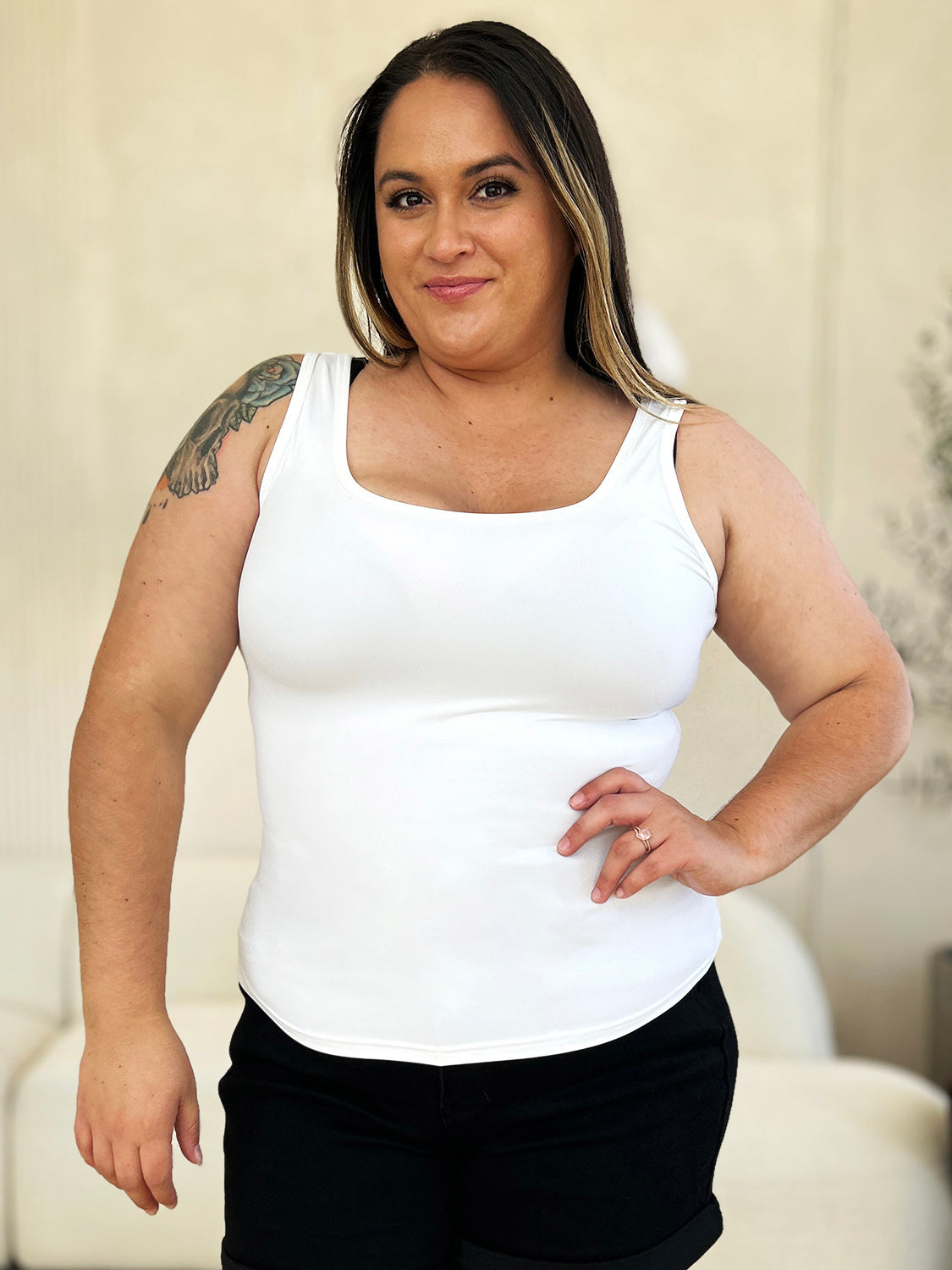 Basic Bae Full Size Square Neck Wide Strap Tank - Life's Fun Treasures