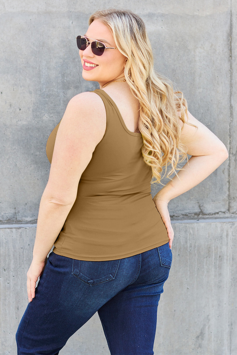 Basic Bae Full Size Square Neck Wide Strap Tank - Life's Fun Treasures