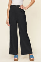 Double Take Full Size Texture Smocked Waist Wide Leg Pants - Life's Fun Treasures