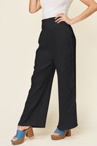 Double Take Full Size Texture Smocked Waist Wide Leg Pants - Life's Fun Treasures