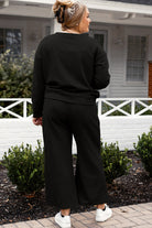Double Take Full Size Textured Long Sleeve Top and Drawstring Pants Set - Life's Fun Treasures