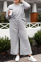 Double Take Full Size Textured Long Sleeve Top and Drawstring Pants Set - Life's Fun Treasures