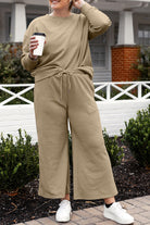 Double Take Full Size Textured Long Sleeve Top and Drawstring Pants Set - Life's Fun Treasures