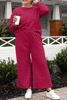 Double Take Full Size Textured Long Sleeve Top and Drawstring Pants Set - Life's Fun Treasures