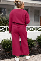 Double Take Full Size Textured Long Sleeve Top and Drawstring Pants Set - Life's Fun Treasures