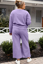 Double Take Full Size Textured Long Sleeve Top and Drawstring Pants Set - Life's Fun Treasures