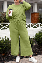 Double Take Full Size Textured Long Sleeve Top and Drawstring Pants Set - Life's Fun Treasures