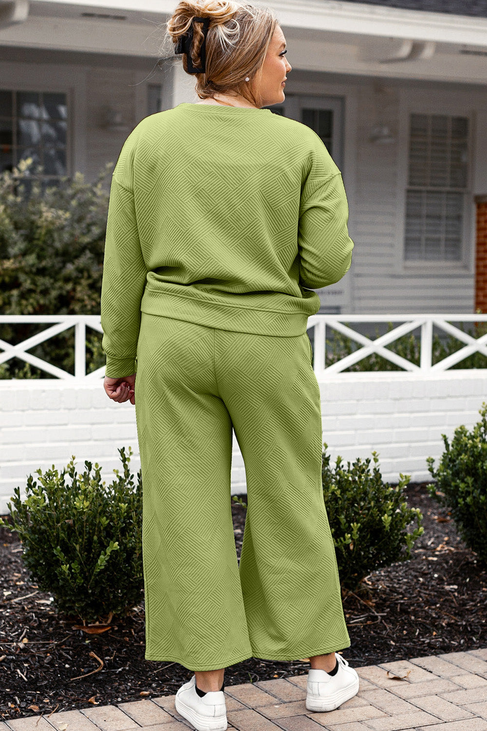 Double Take Full Size Textured Long Sleeve Top and Drawstring Pants Set - Life's Fun Treasures